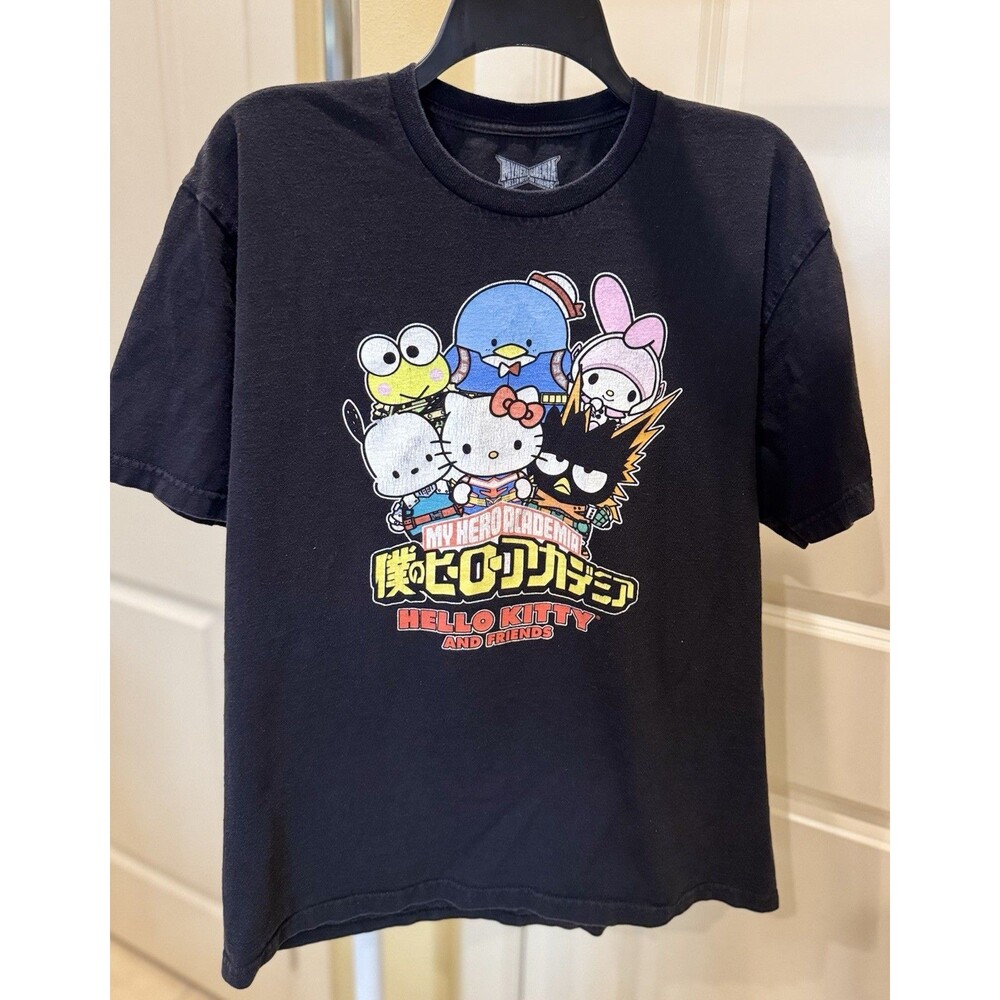 My Hero Academia T-Shirt Hello Kitty & Friends Size Large Mens Womens Tee Black
